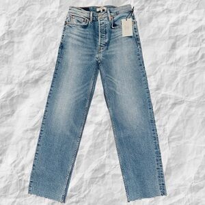 Re/done NWT 70s Stovepipe Cropped Straight Size 26X26 Fray‎ Hem Rio Fade